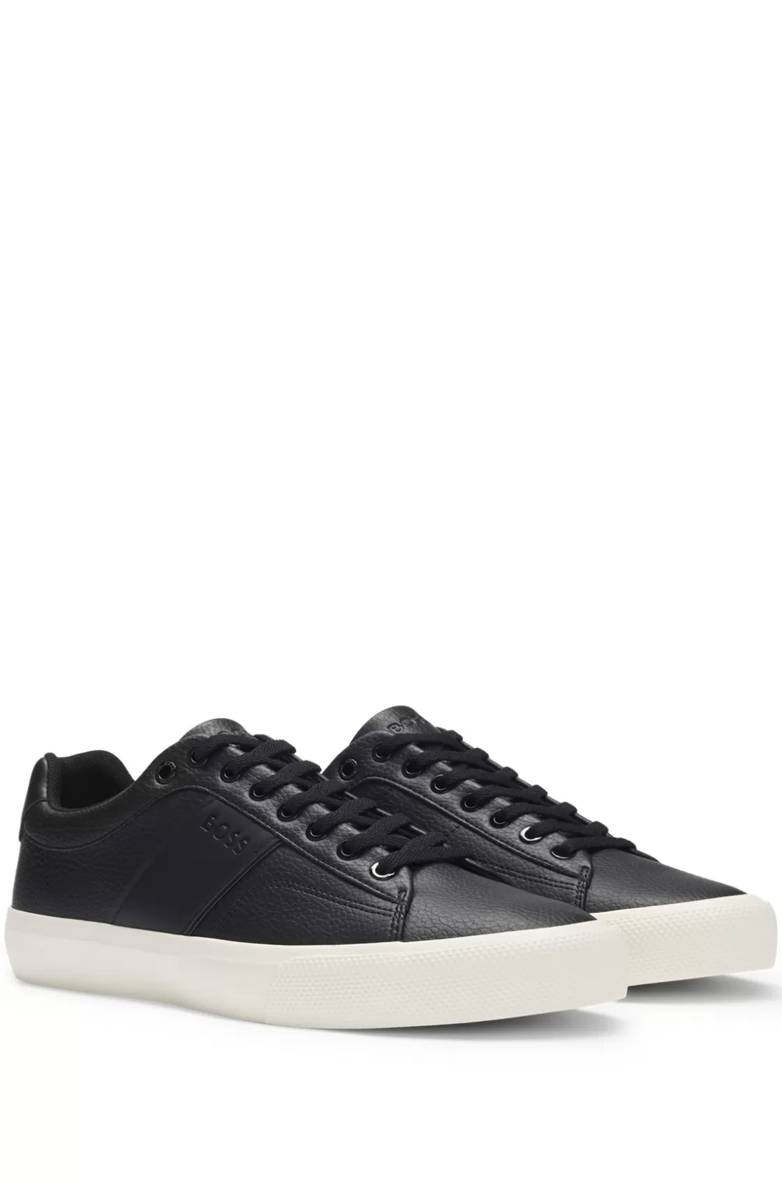 HUGO BOSS Faux-leather Trainers With Plain And Grained Textures Black Store