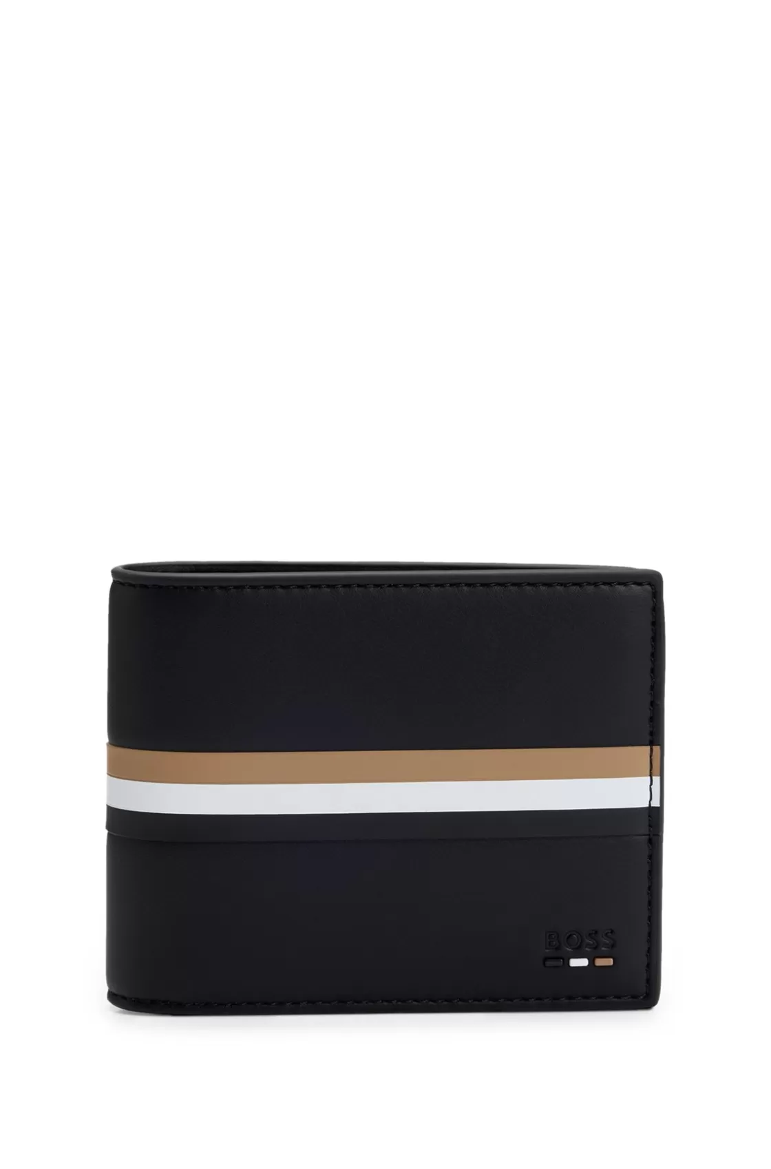 HUGO BOSS Faux-leather Wallet With Signature Stripe And Branding Black Clearance