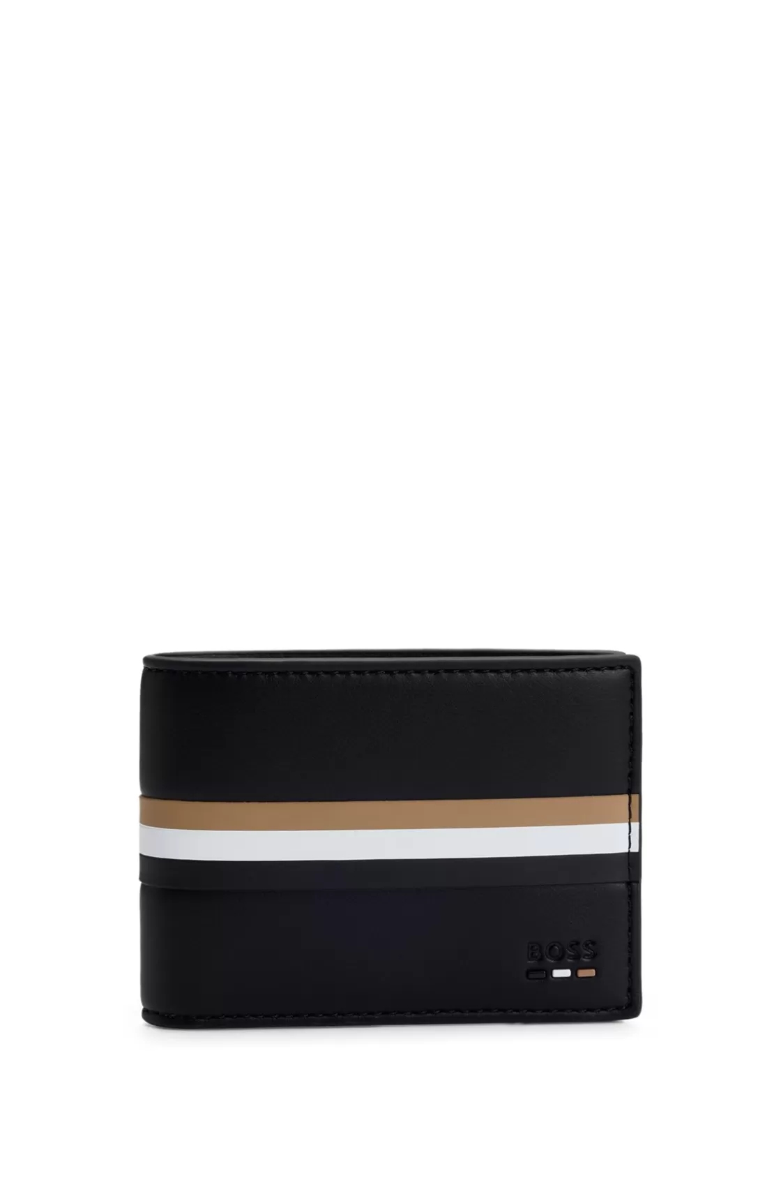 HUGO BOSS Faux-leather Wallet With Signature-stripe Details Black Discount
