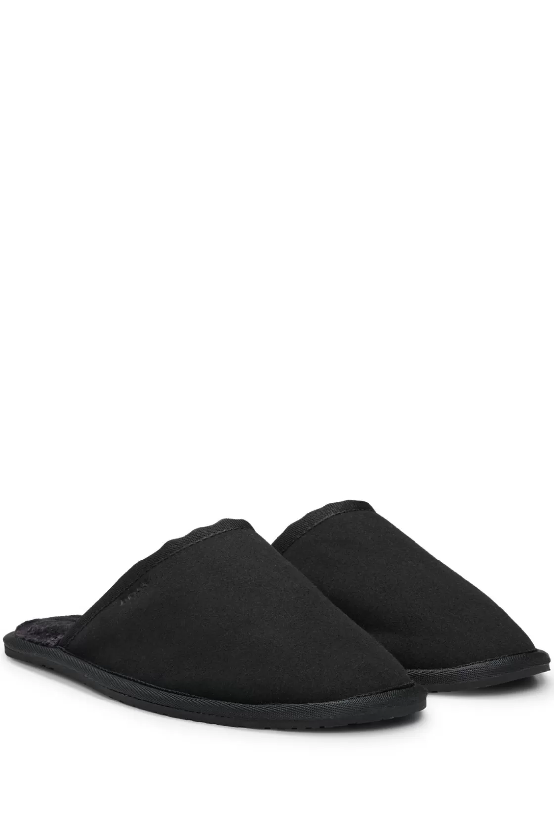 HUGO BOSS Faux-suede Slippers With Rubber Sole Black Best
