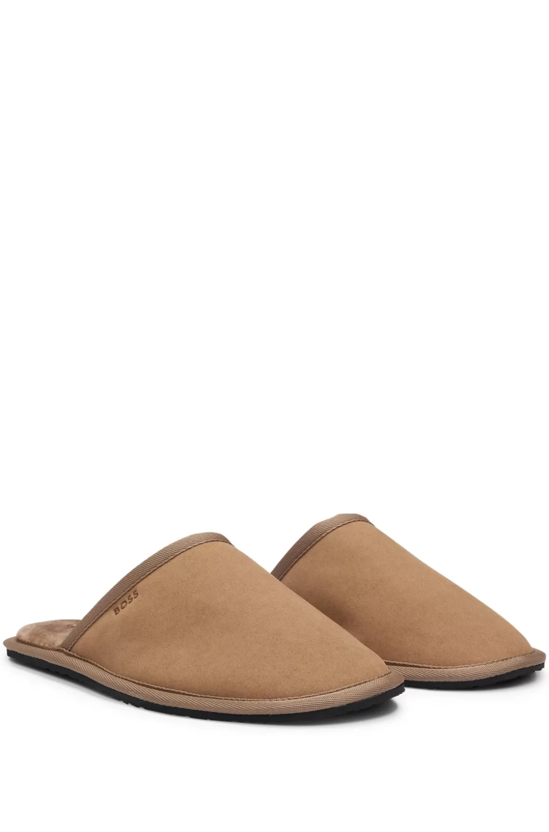HUGO BOSS Faux-suede Slippers With Rubber Sole Beige Fashion
