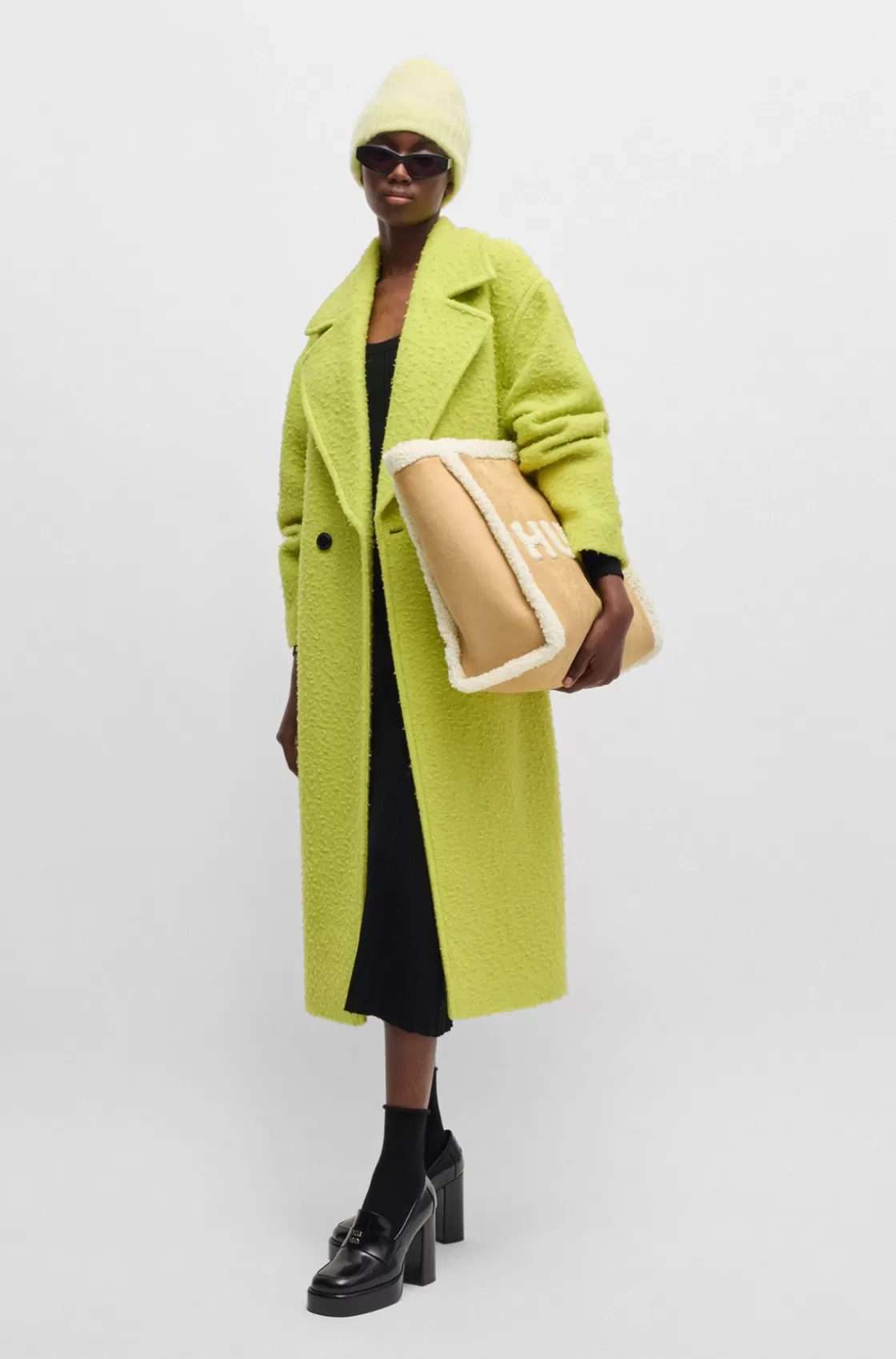 HUGO BOSS Faux-suede Tote Bag With Faux-fur Trims Light Beige Clearance