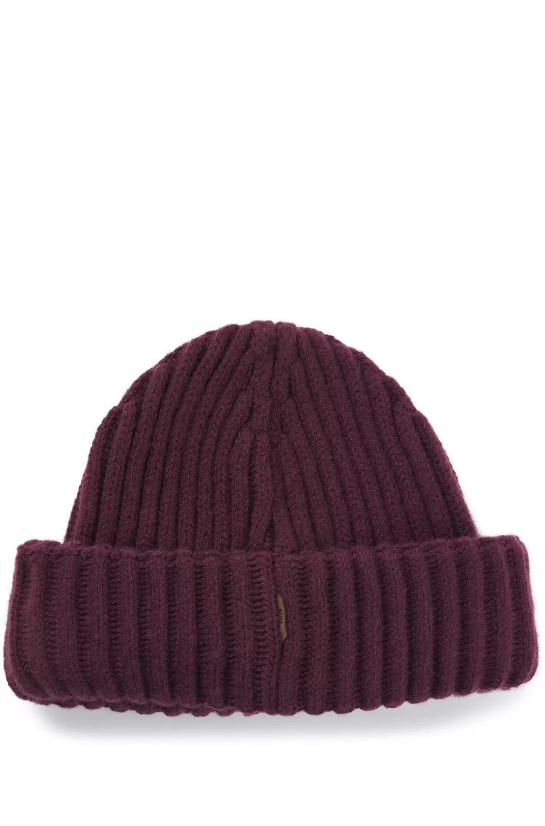 HUGO BOSS Fisherman Beanie Hat In Virgin Wool And Cashmere Dark Purple Cheap