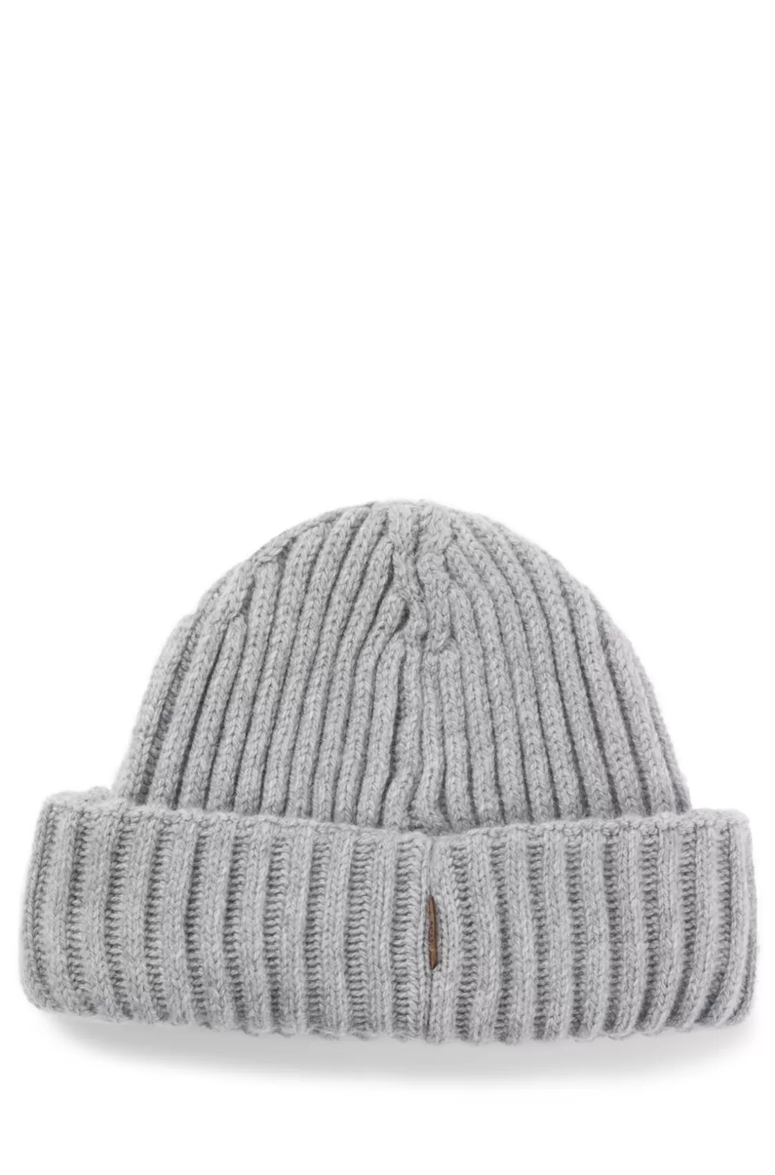 HUGO BOSS Fisherman Beanie Hat In Virgin Wool And Cashmere Light Grey Cheap