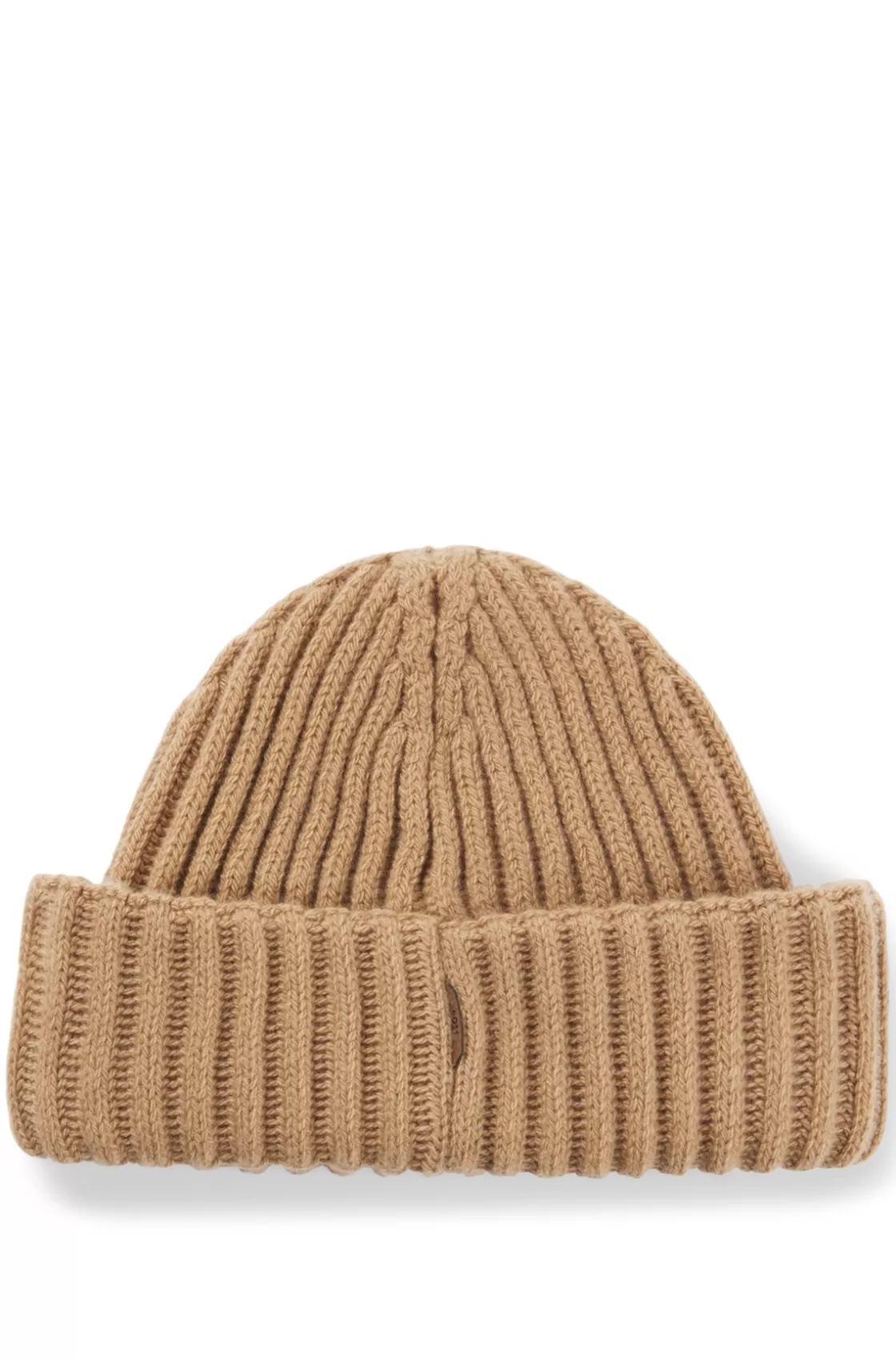 HUGO BOSS Fisherman Beanie Hat In Virgin Wool And Cashmere Beige Fashion