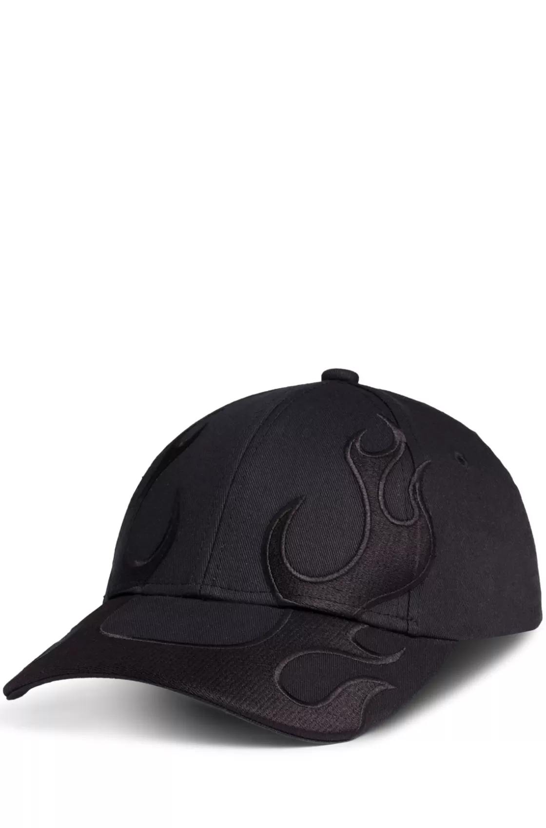HUGO BOSS Flame-embroidered Cap In Cotton Twill Black Cheap
