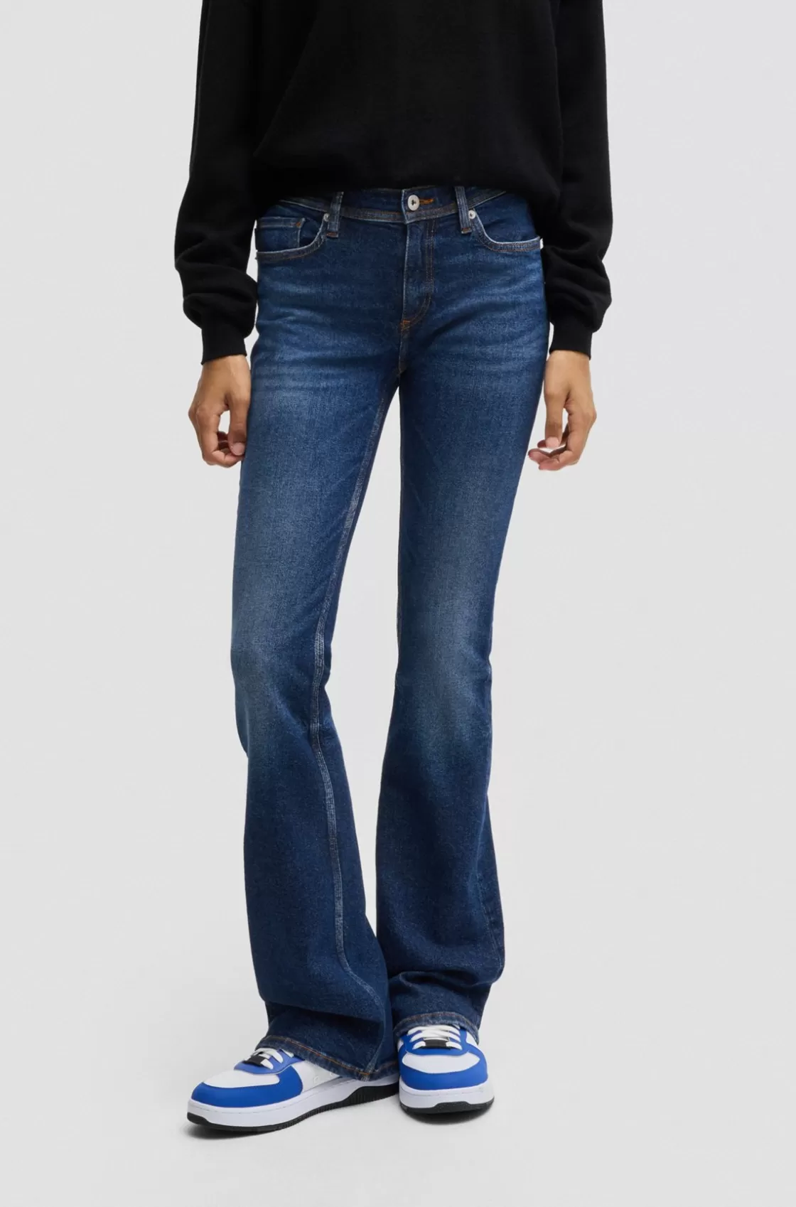 HUGO BOSS Flared Low-rise Jeans In Dark- Stretch Denim Blue Cheap
