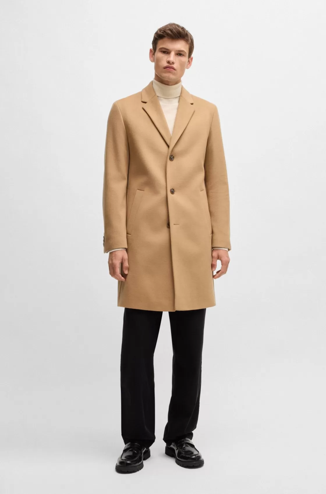 HUGO BOSS Formal Coat In Wool Beige Sale
