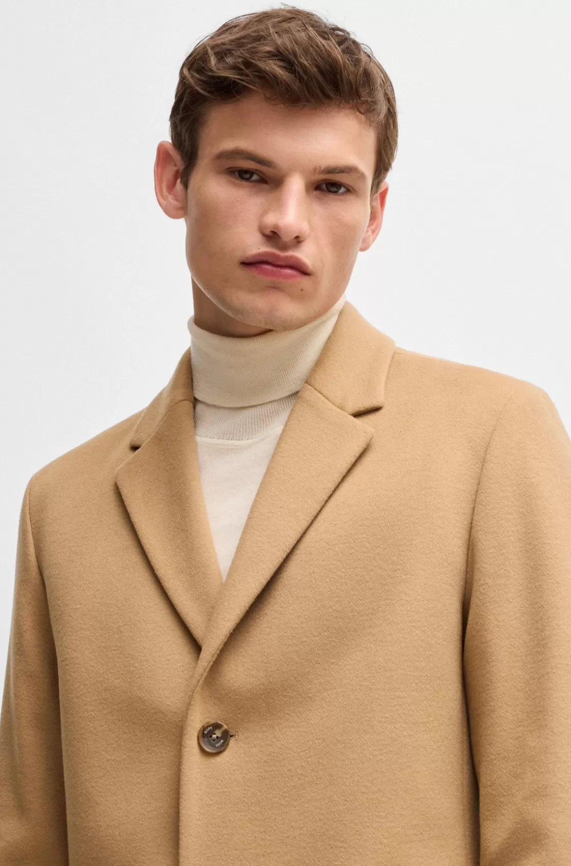 HUGO BOSS Formal Coat In Wool Beige Sale