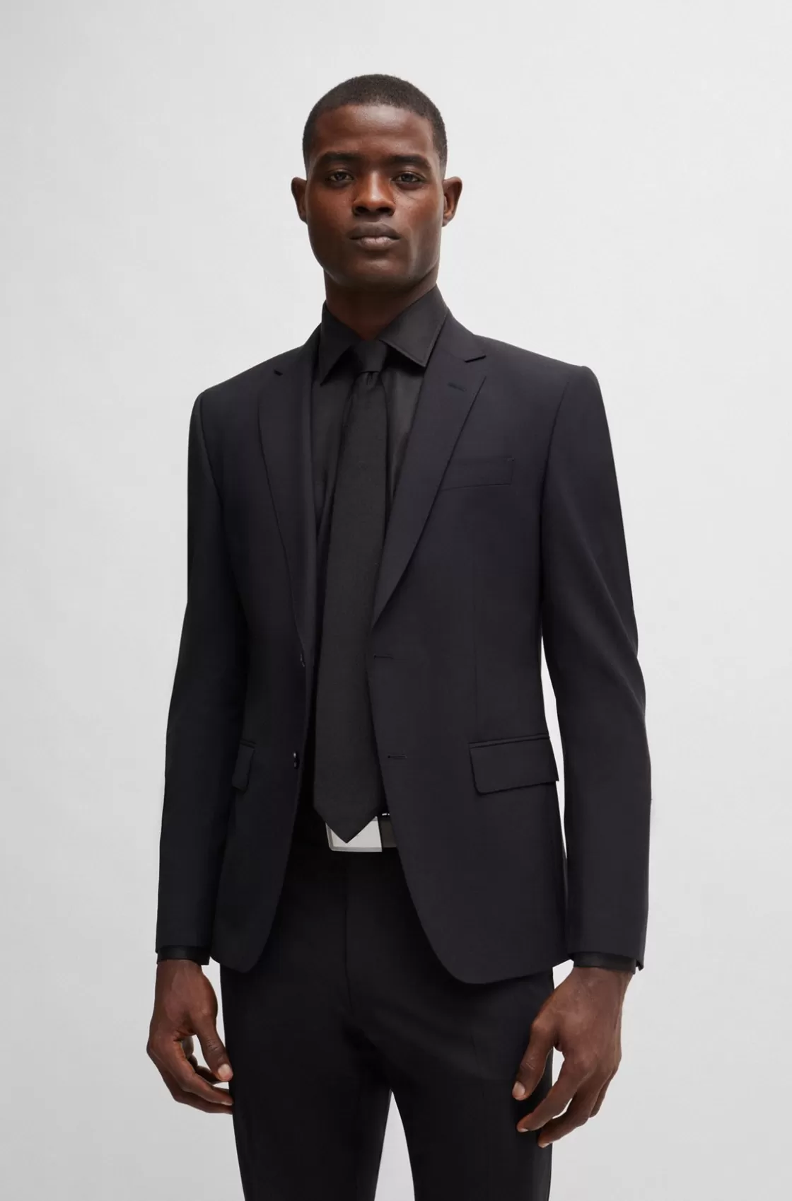 HUGO BOSS Formal Tie In Silk Jacquard Black Fashion