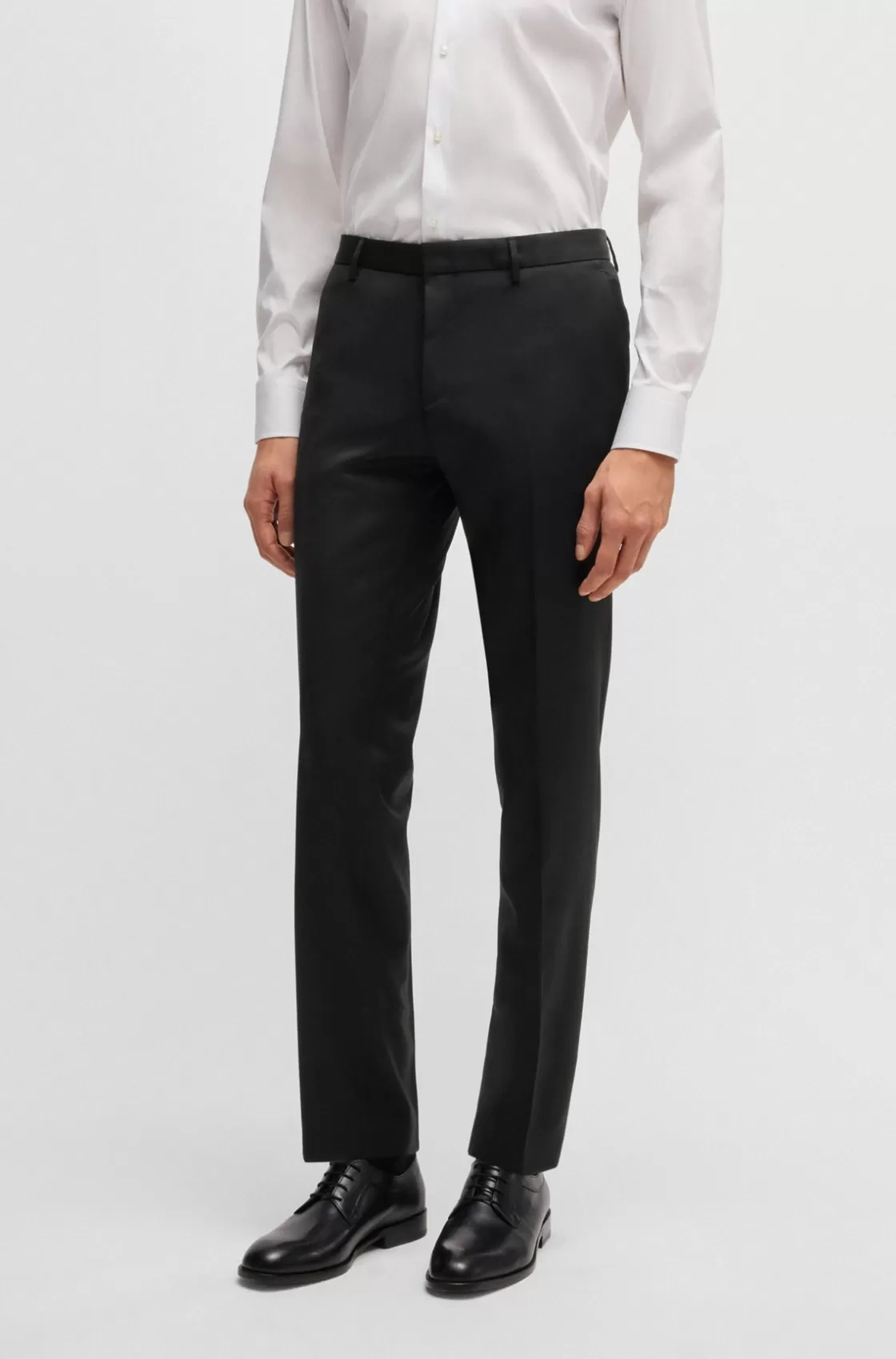 HUGO BOSS Formal Trousers In Virgin-wool Serge Black Outlet