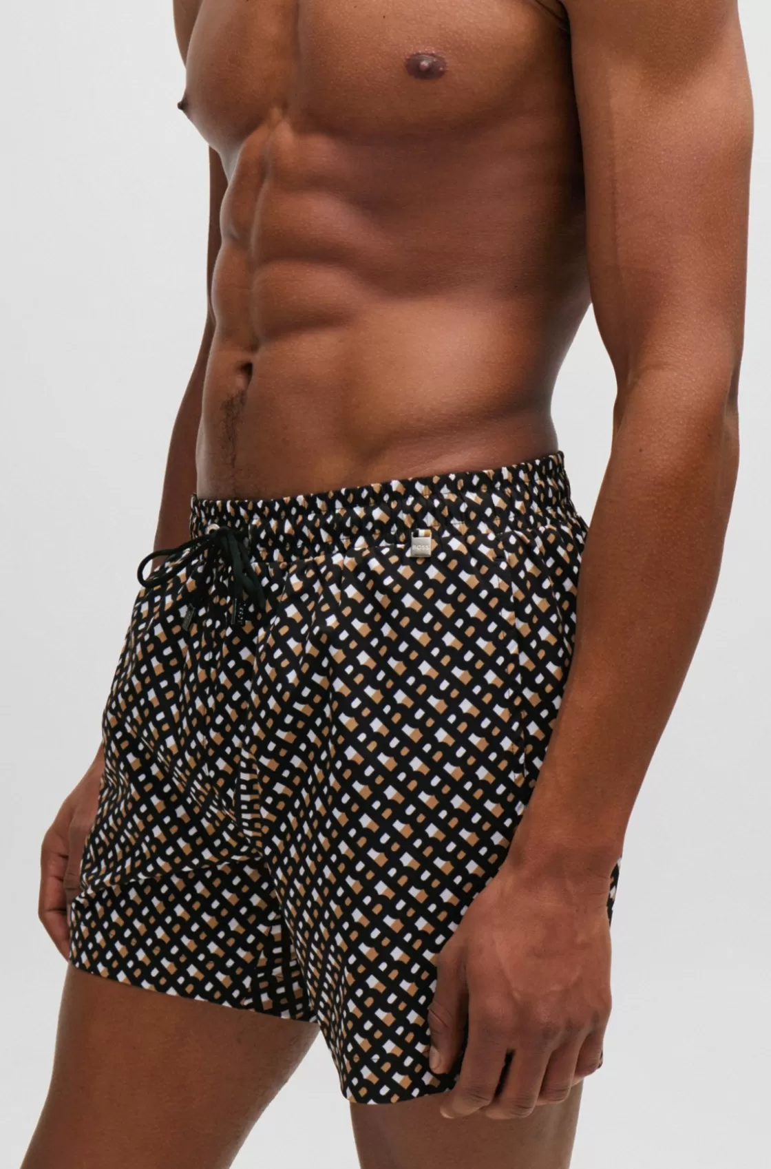 HUGO BOSS Fully Lined Quick-dry Swim Shorts With Monogram Print Black Store