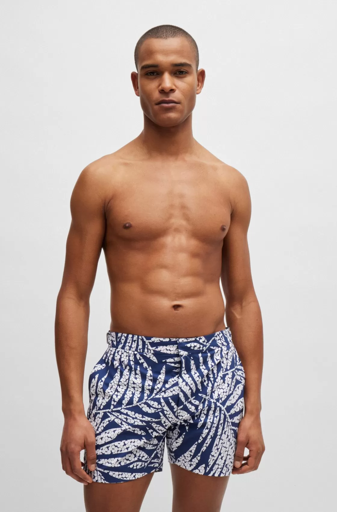 HUGO BOSS Fully Lined Swim Shorts In Quick-drying Printed Fabric Dark Blue Best Sale