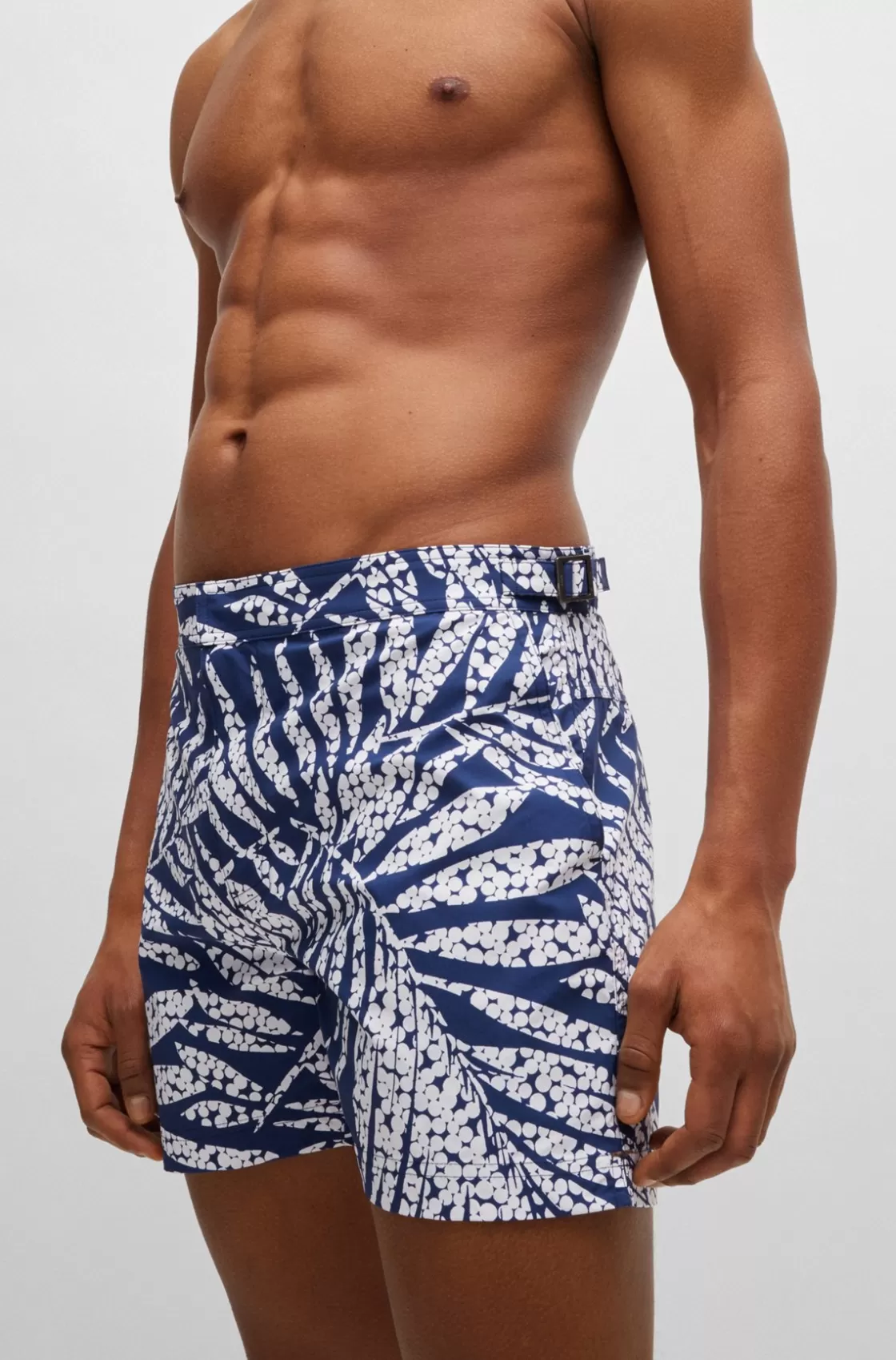 HUGO BOSS Fully Lined Swim Shorts In Quick-drying Printed Fabric Dark Blue Best Sale
