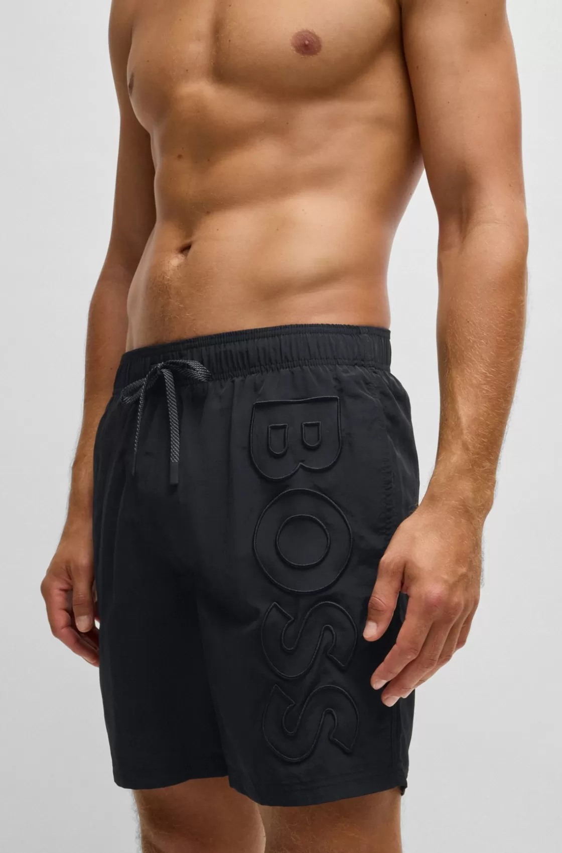 HUGO BOSS Fully Lined Swim Shorts With 3D Logo Embroidery Black Online