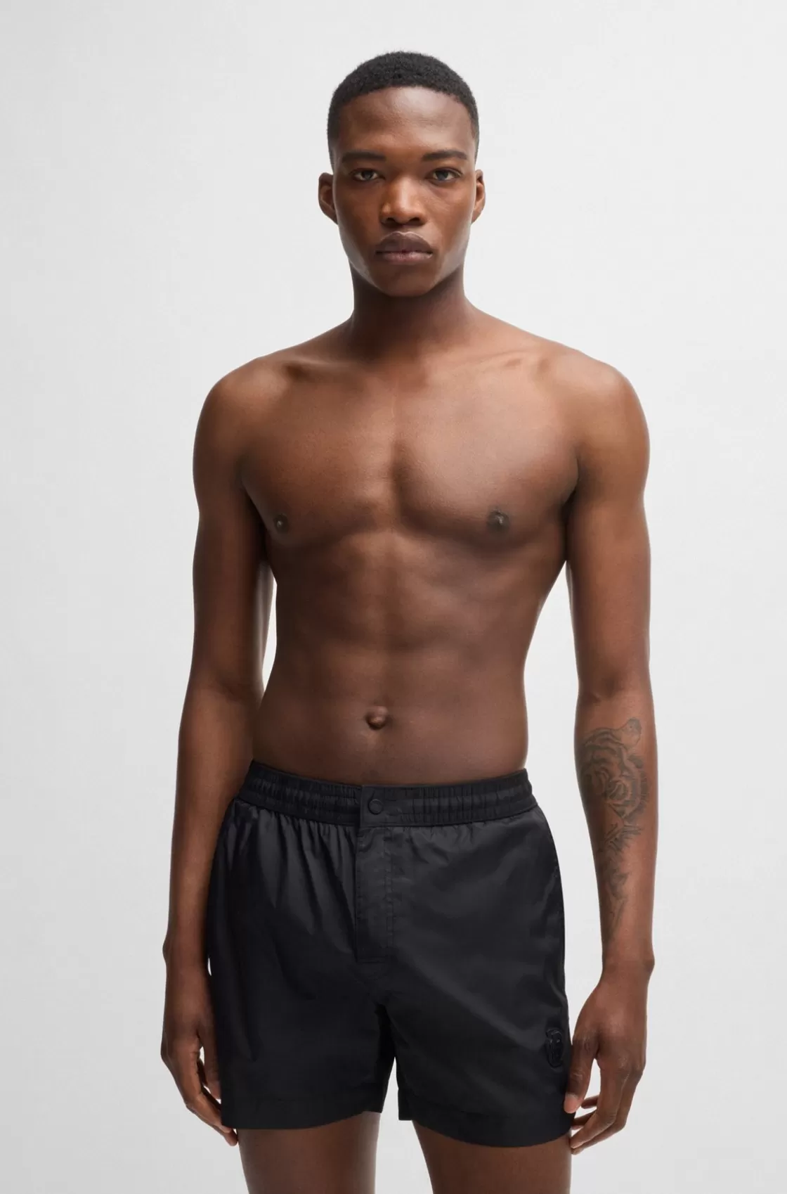 HUGO BOSS Fully Lined Swim Shorts With Double B Monogram Black Store