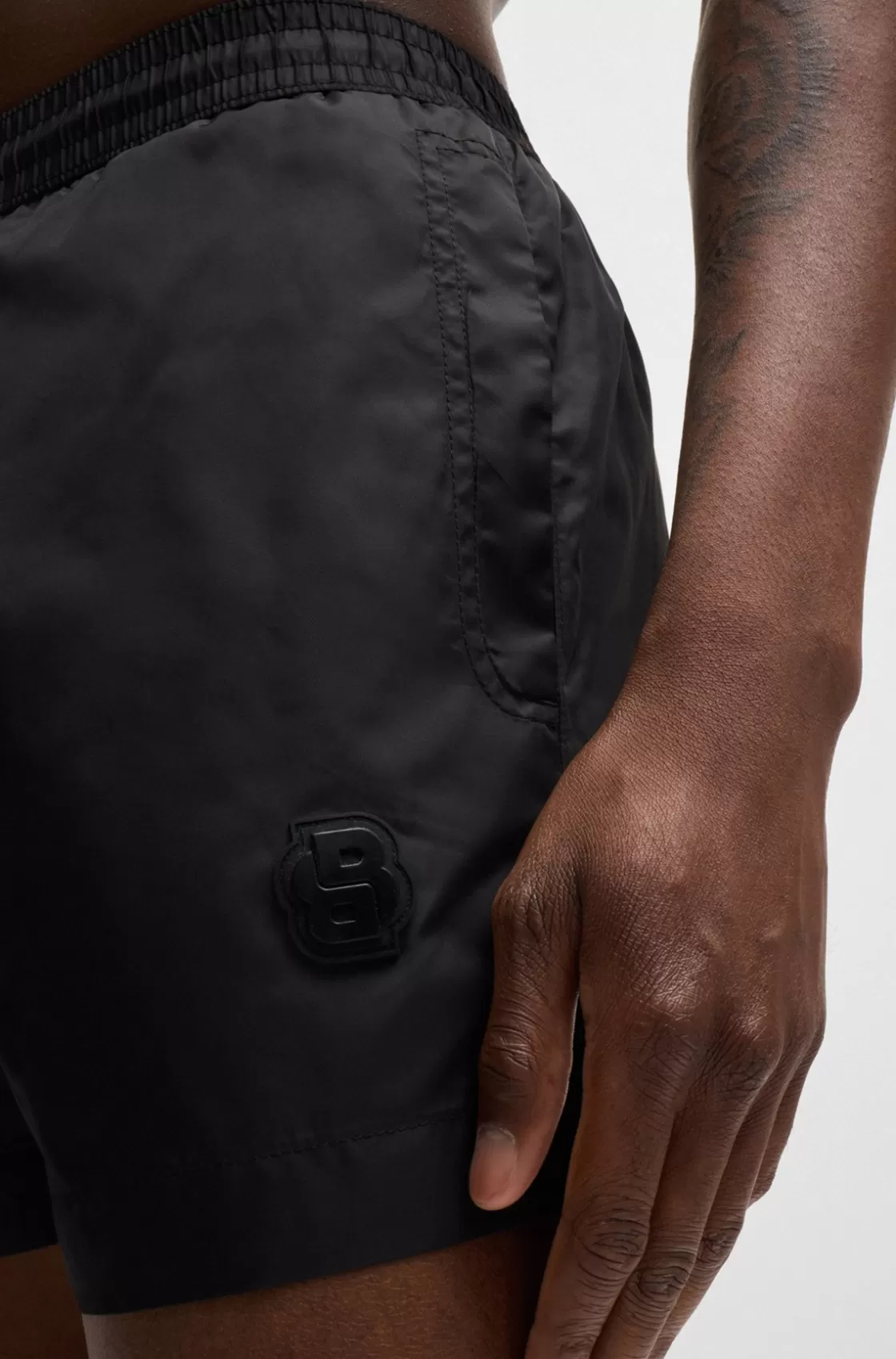 HUGO BOSS Fully Lined Swim Shorts With Double B Monogram Black Store