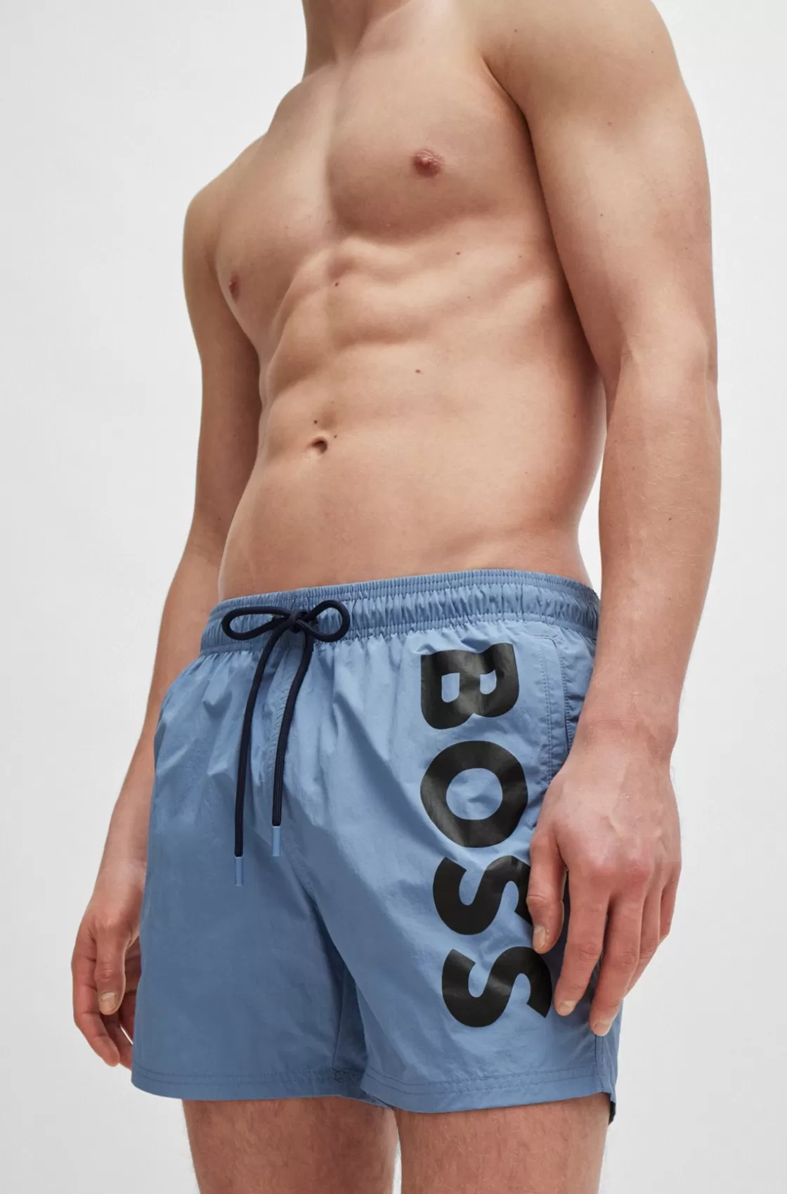 HUGO BOSS Fully Lined Swim Shorts With Logo Print Light Blue Shop