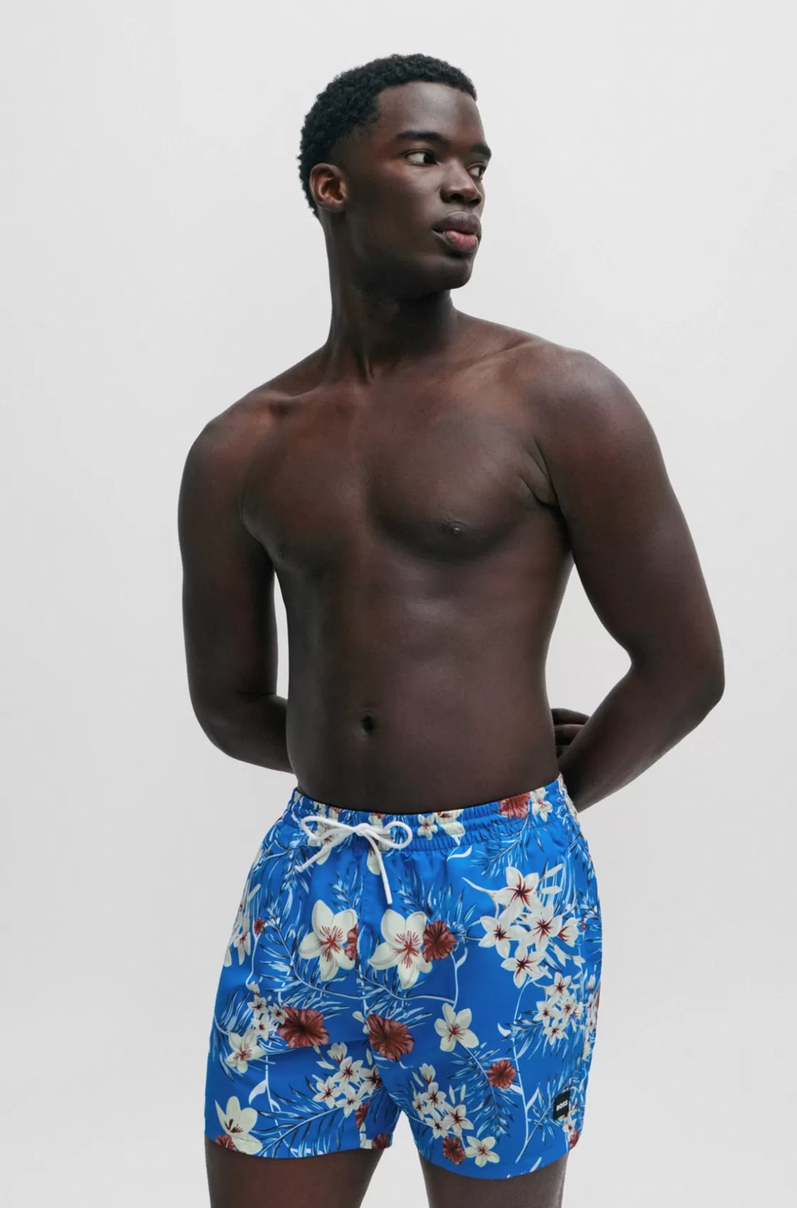HUGO BOSS Fully Lined Swim Shorts With Seasonal Print Blue Shop