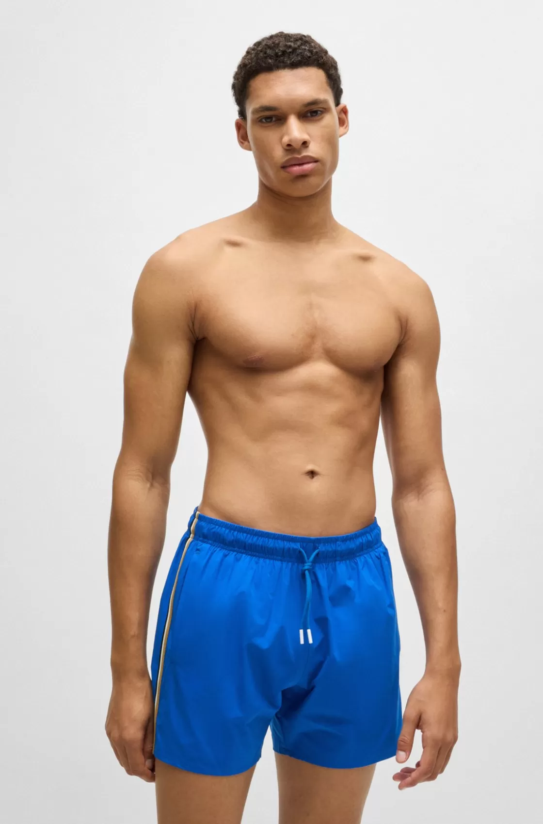 HUGO BOSS Fully Lined Swim Shorts With Signature Stripe Blue Best Sale