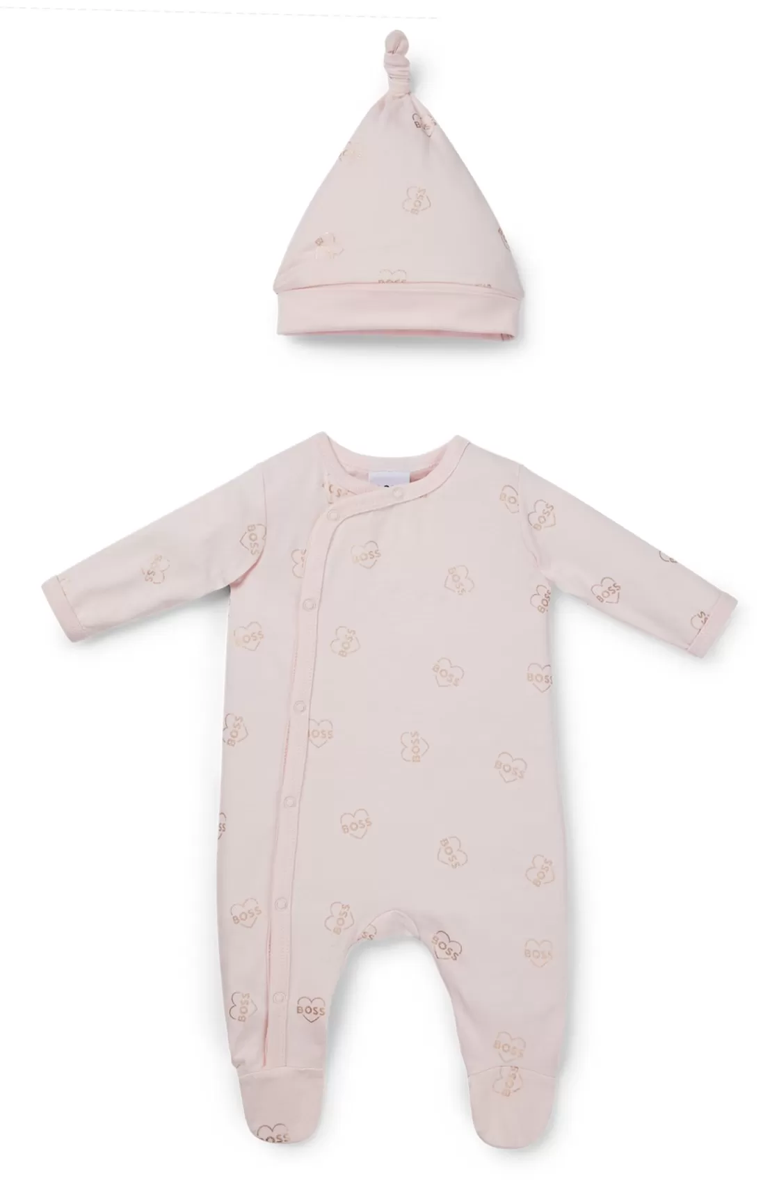 HUGO BOSS Gift-boxed Logo Sleepsuit And Hat For Babies light pink New