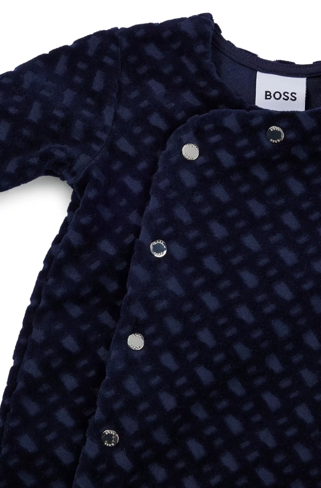 HUGO BOSS Gift-boxed Monogrammed Sleepsuit And Hat Set For Babies Dark Blue New