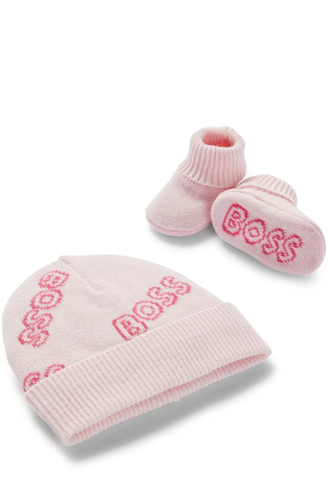 HUGO BOSS Gift-boxed Set Of Baby Beanie Hat And Booties light pink Clearance