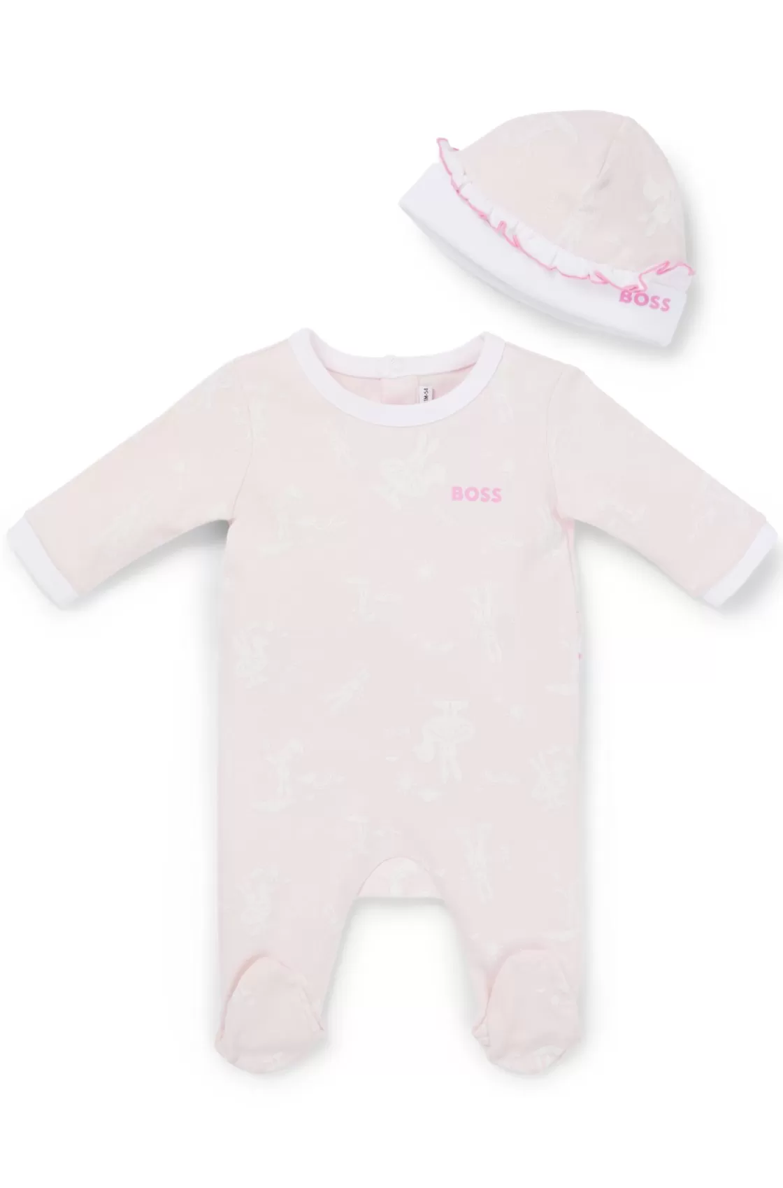 HUGO BOSS Gift-boxed Sleepsuit And Hat For Babies light pink New