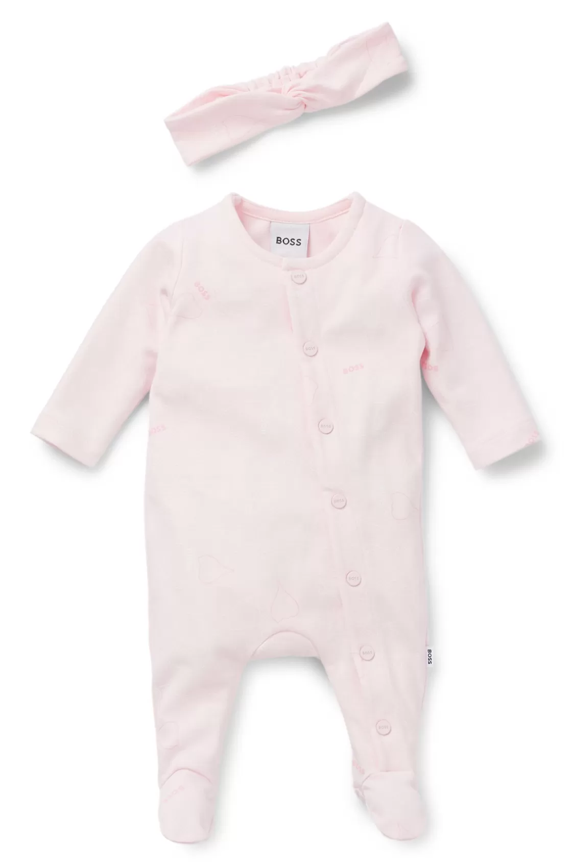 HUGO BOSS Gift-boxed Sleepsuit And Headband Set For Babies light pink New