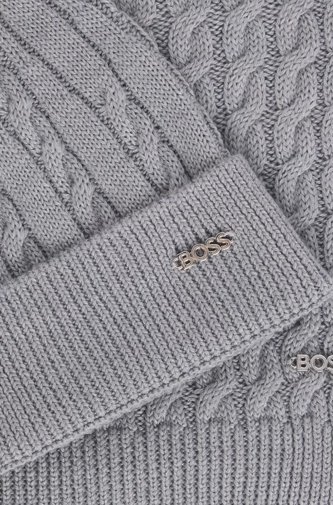 HUGO BOSS Gift-boxed Wool Scarf And Hat Set Silver Best Sale