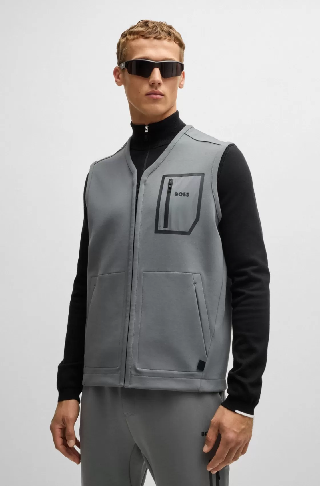 HUGO BOSS Gilet With Decorative Reflective Logo Khaki Store