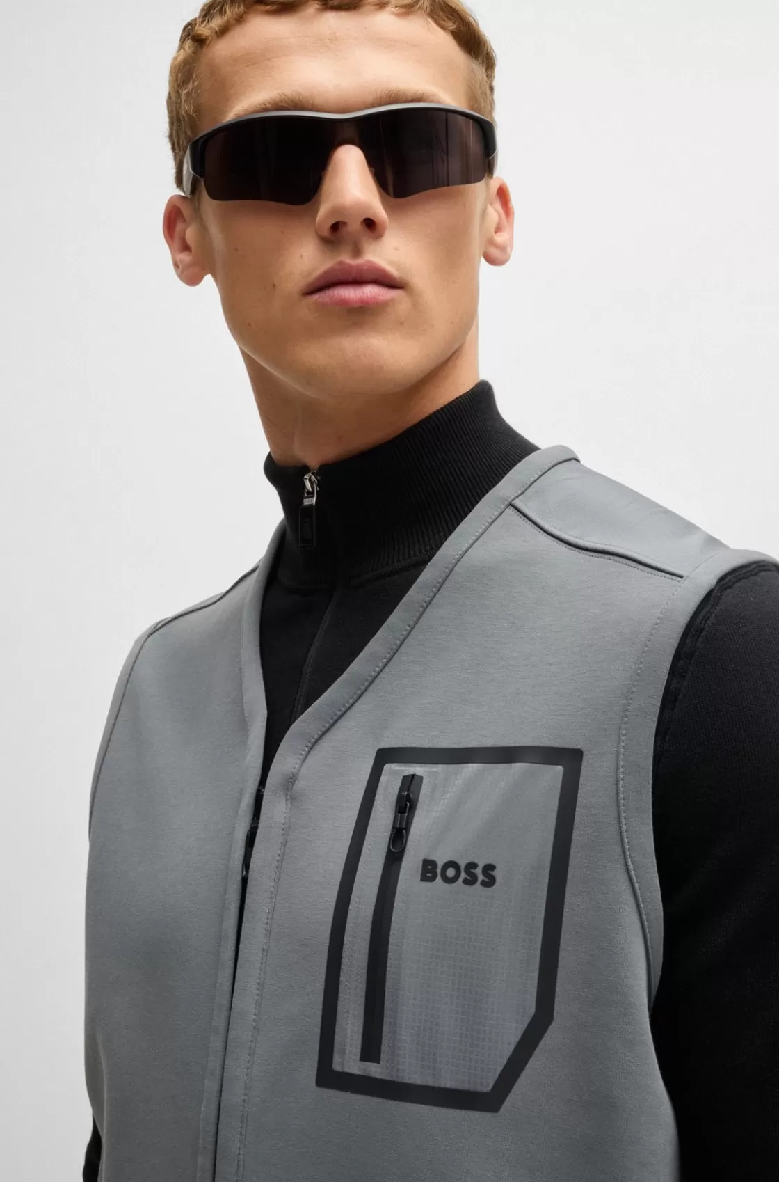 HUGO BOSS Gilet With Decorative Reflective Logo Khaki Store