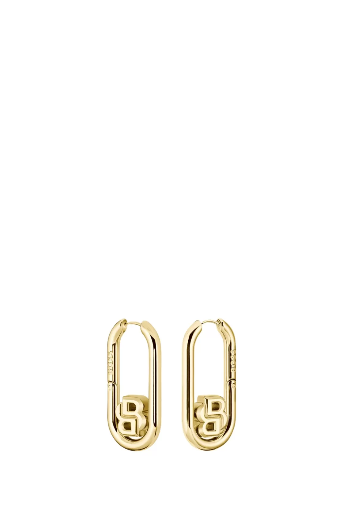 HUGO BOSS Gold-tone Hoop Earrings With Double B Monograms Assorted-Pre-Pack New