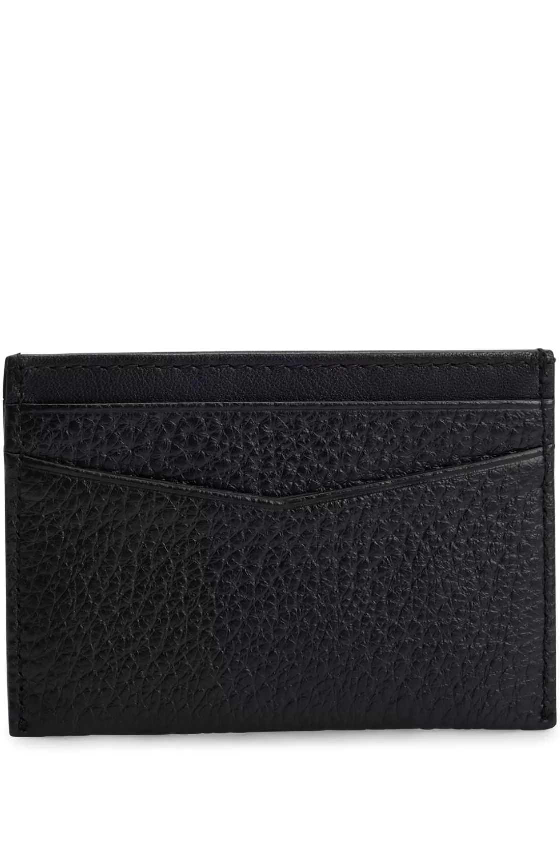 HUGO BOSS Grained-leather Card Holder With Logo Lettering Black Hot