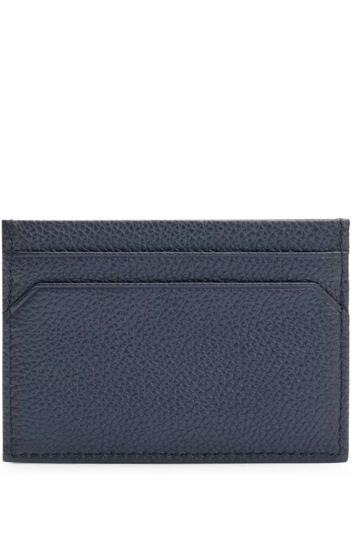 HUGO BOSS Grained-leather Card Holder With Logo Lettering Dark Blue Hot