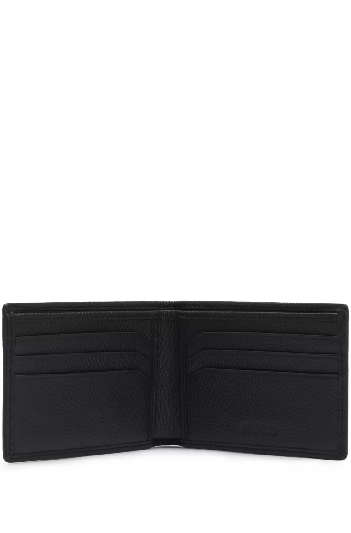 HUGO BOSS Grained-leather Card Holder With Logo Plate Black New
