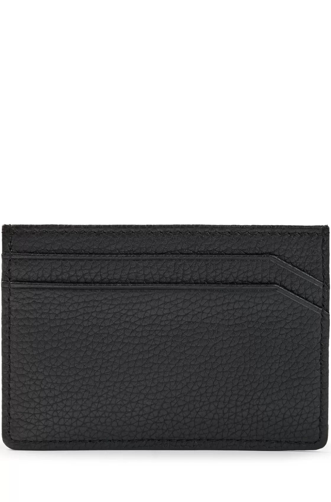 HUGO BOSS Grained-leather Card Holder With Stacked Logo Black Cheap