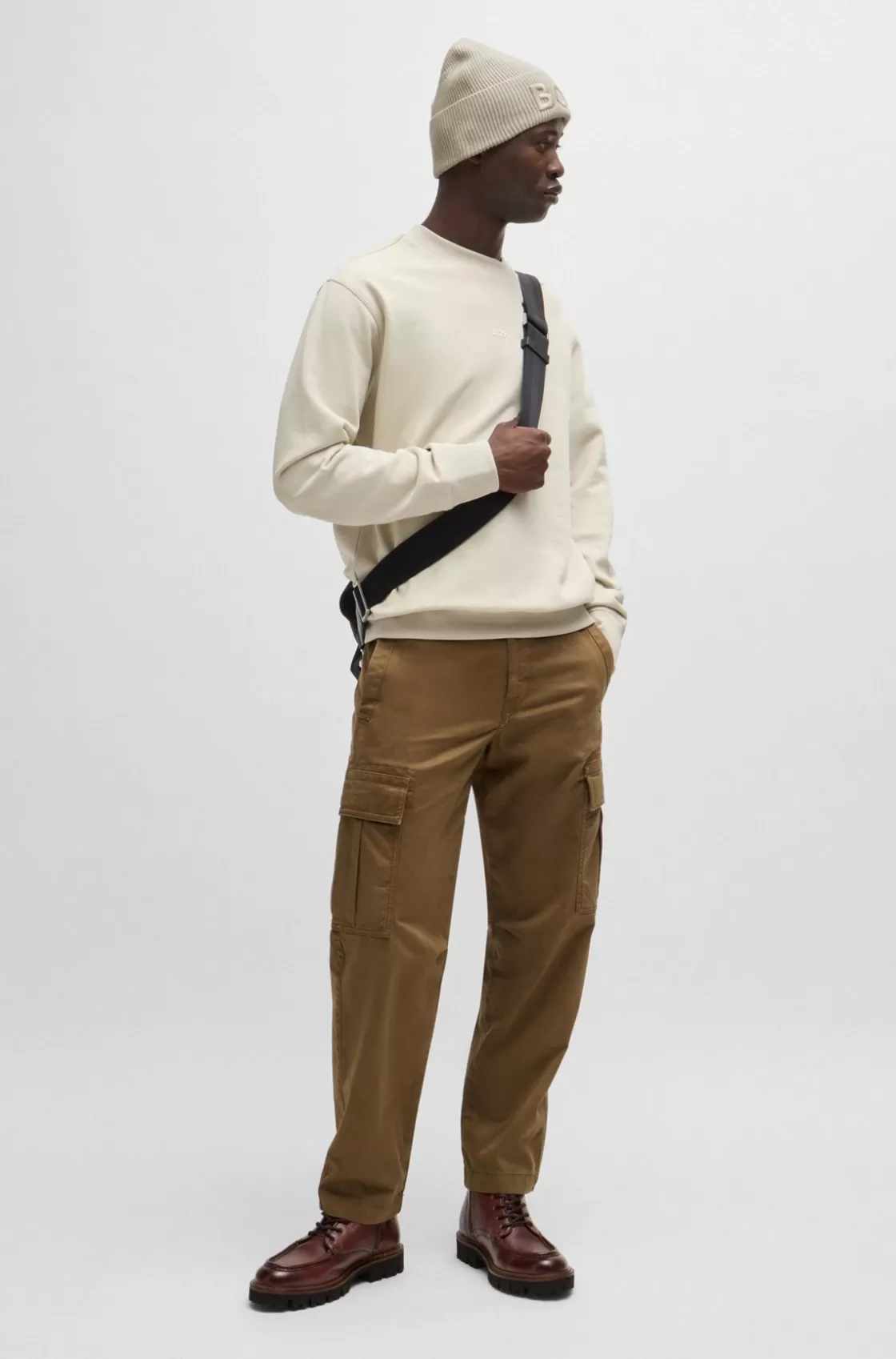 HUGO BOSS Grained-leather Half Boots With Apron Toe Brown Fashion
