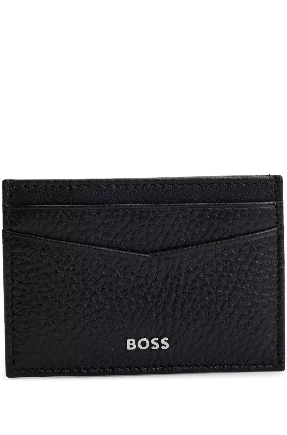HUGO BOSS Grained-leather Money Clip With Logo Lettering Black Discount