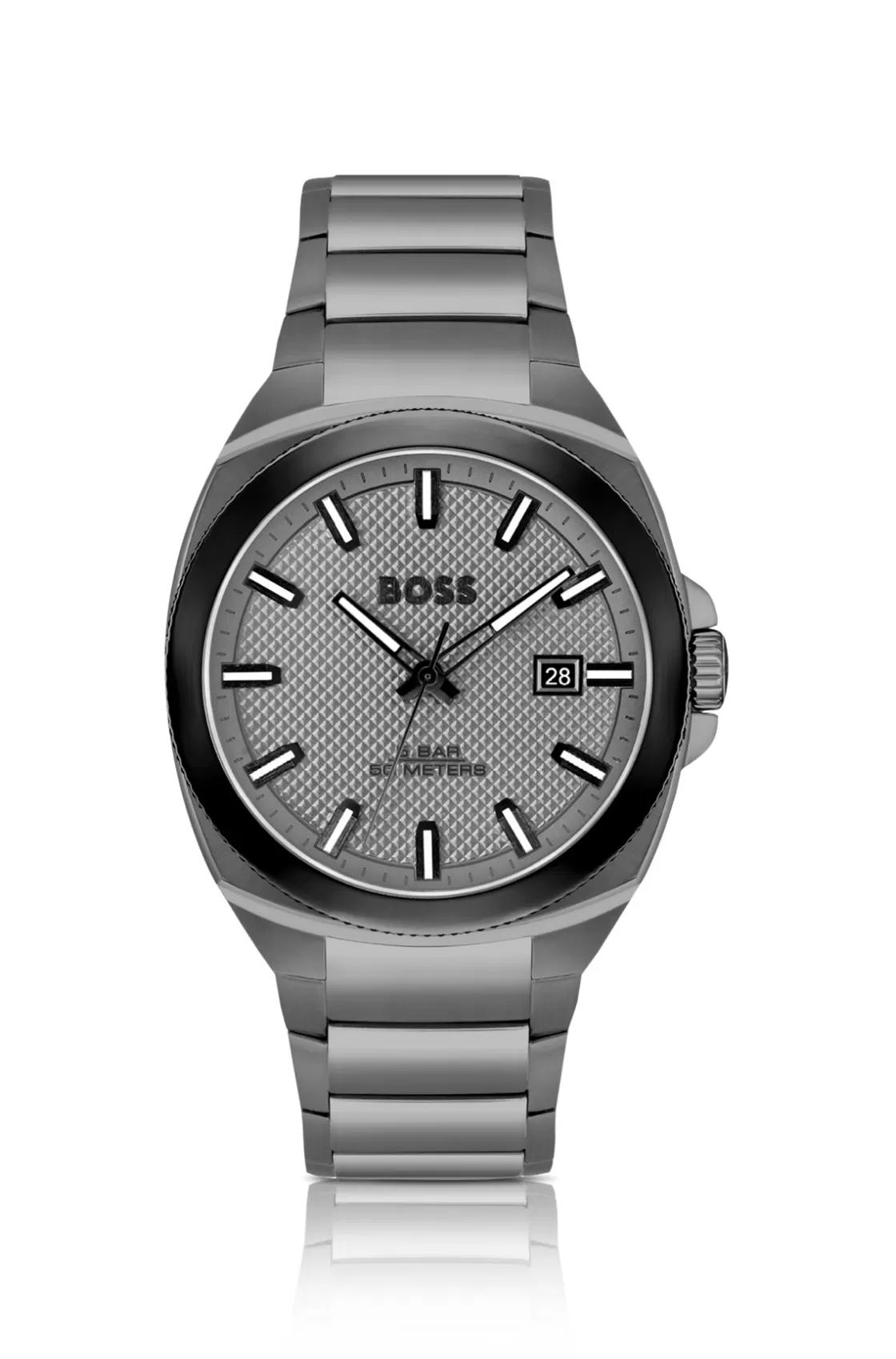 HUGO BOSS Gray Link-bracelet Watch With Tonal Guilloché Dial Assorted-Pre-Pack Discount