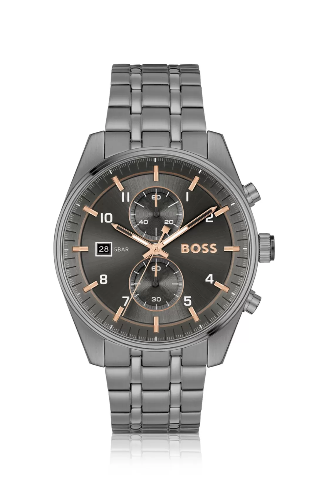 HUGO BOSS Gray-plated Chronograph Watch With Gold-tone Details Assorted-Pre-Pack Outlet