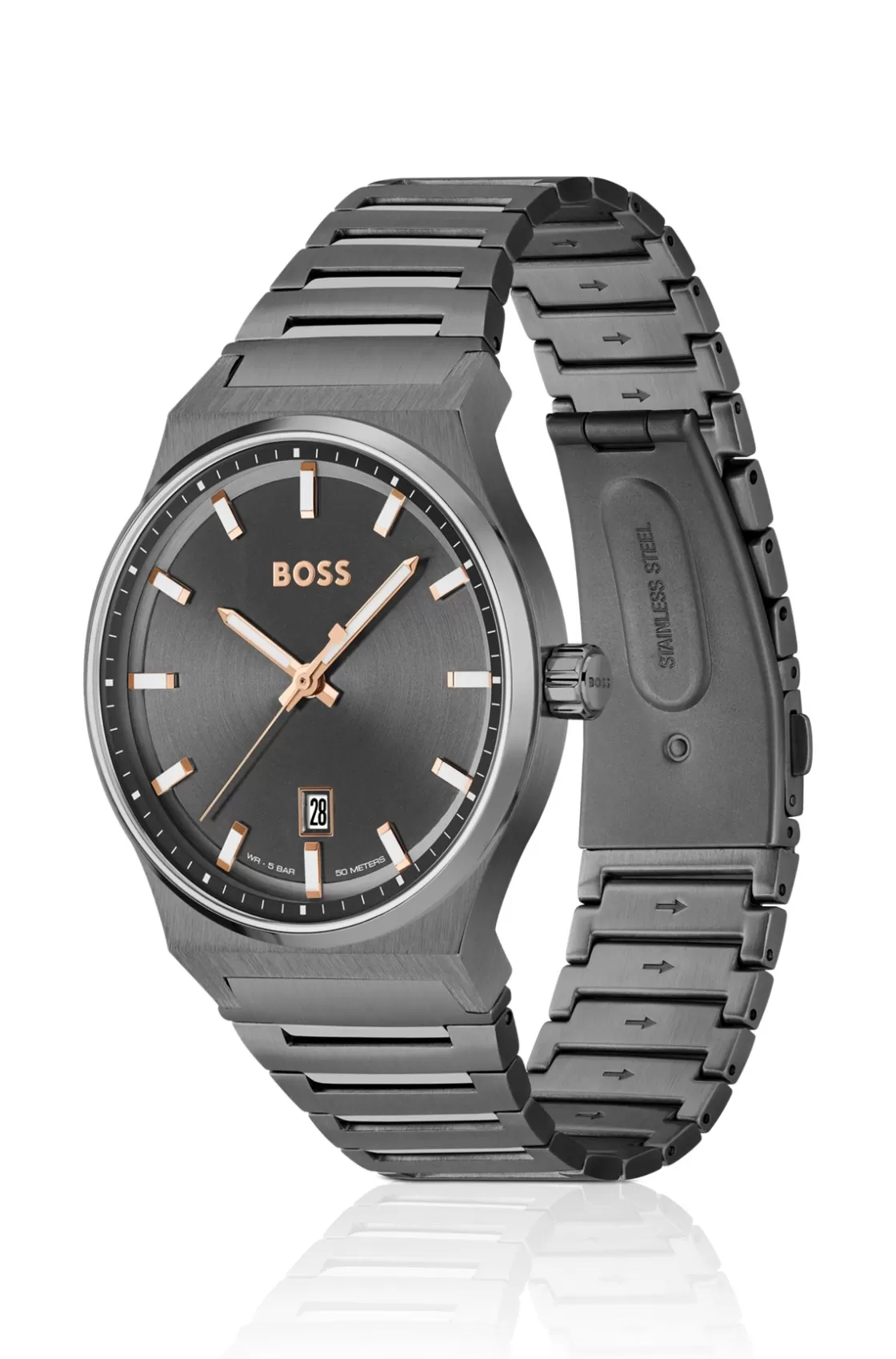 HUGO BOSS Grey-plated Link-bracelet Watch With Grey Dial Assorted-Pre-Pack Outlet