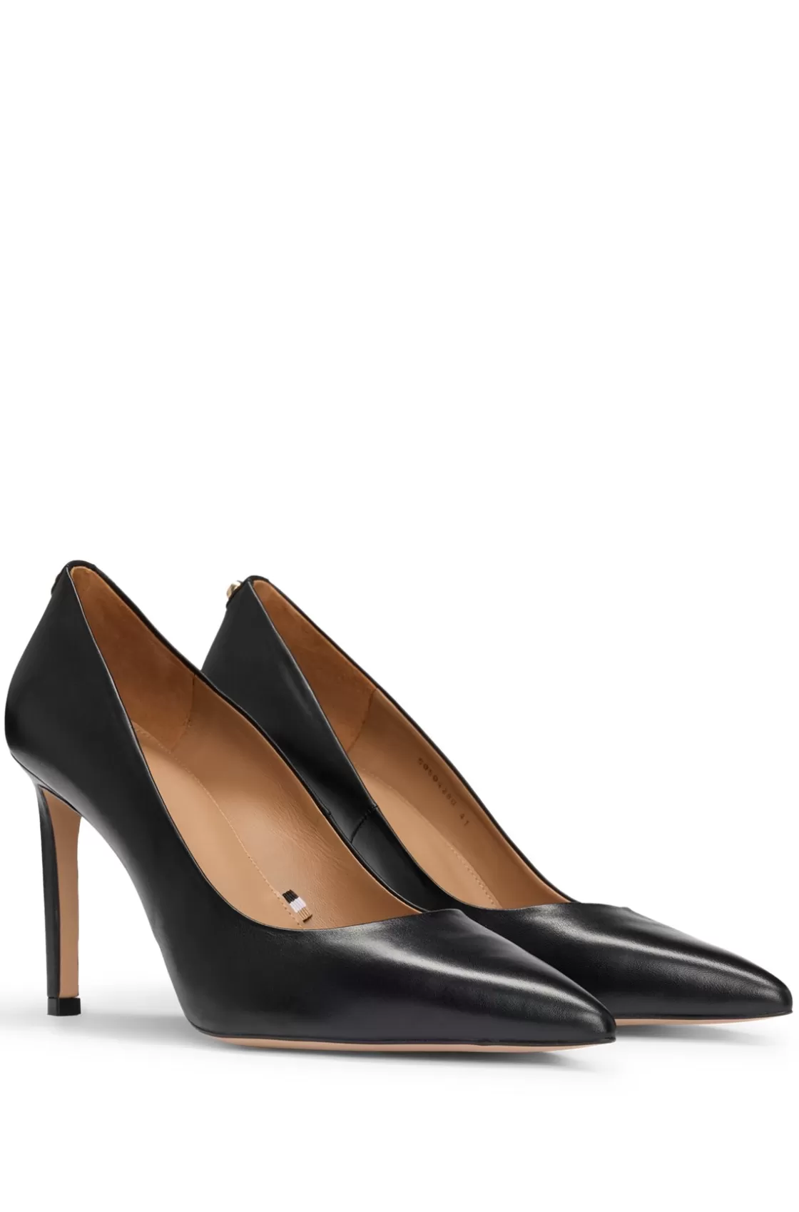HUGO BOSS High-heeled Pumps In Leather With Pointed Toe Black Cheap