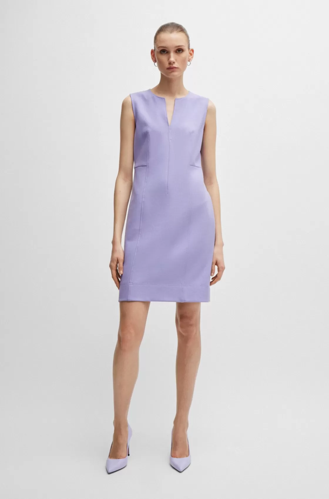 HUGO BOSS High-heeled Pumps In Leather With Pointed Toe Purple Hot