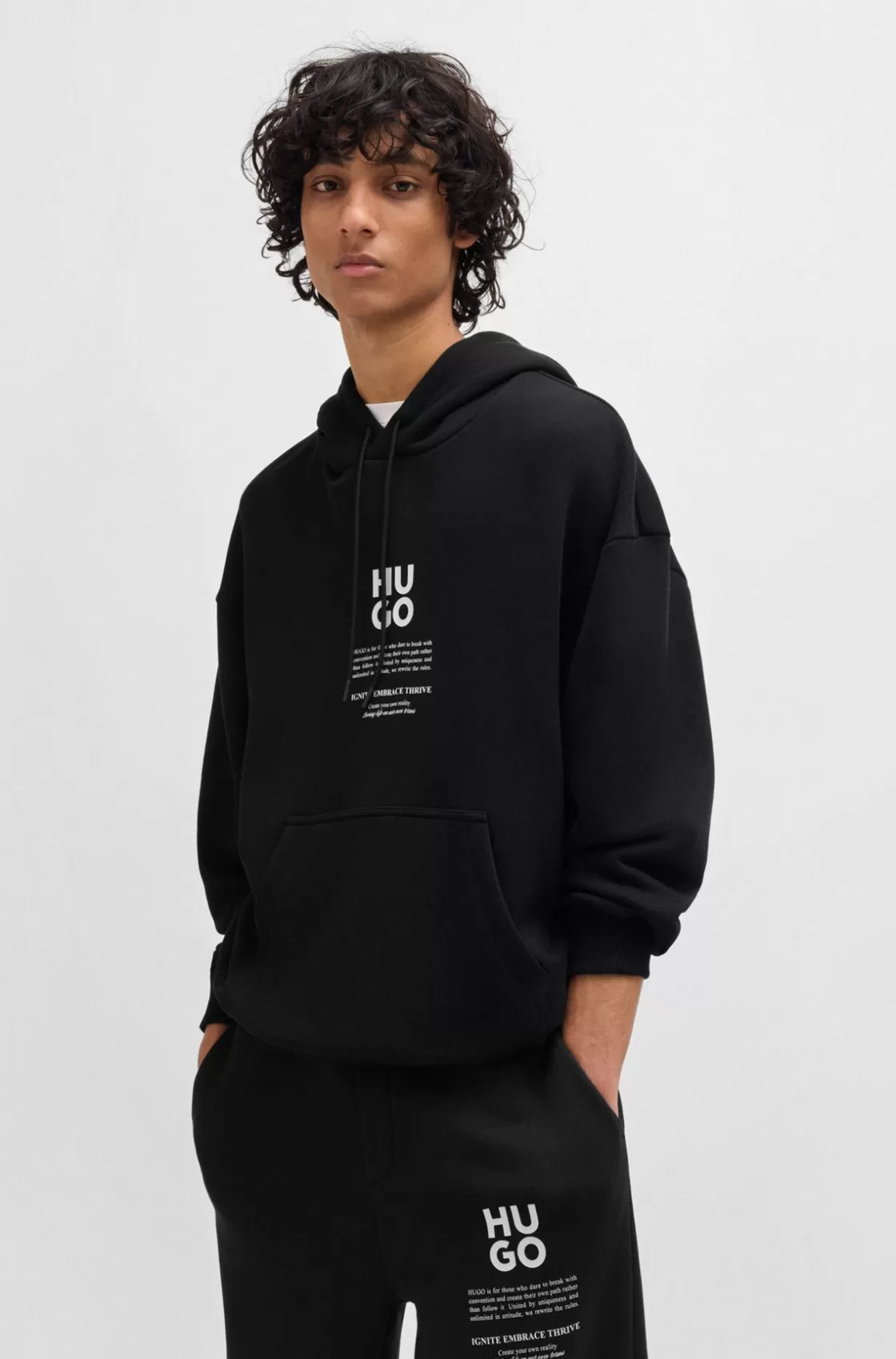 HUGO BOSS Hoodie With Flame-floral Artwork Black Best