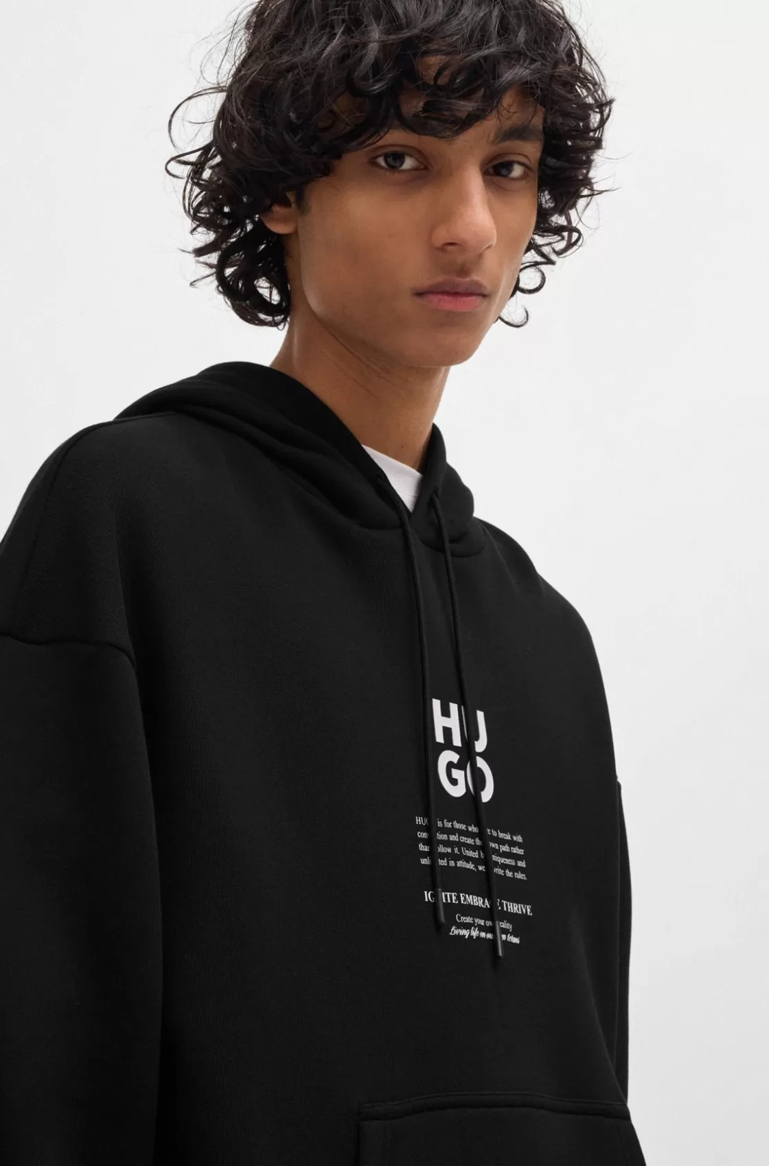 HUGO BOSS Hoodie With Flame-floral Artwork Black Best