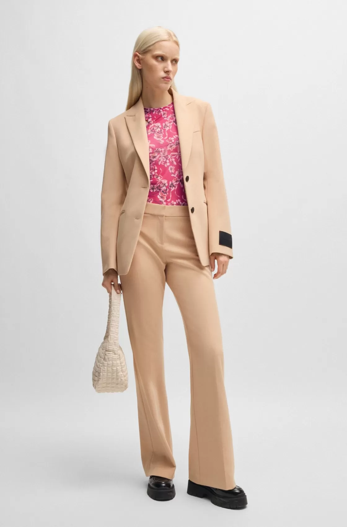 HUGO BOSS Houndstooth Mesh Top With Cut-out Neckline Patterned Flash Sale