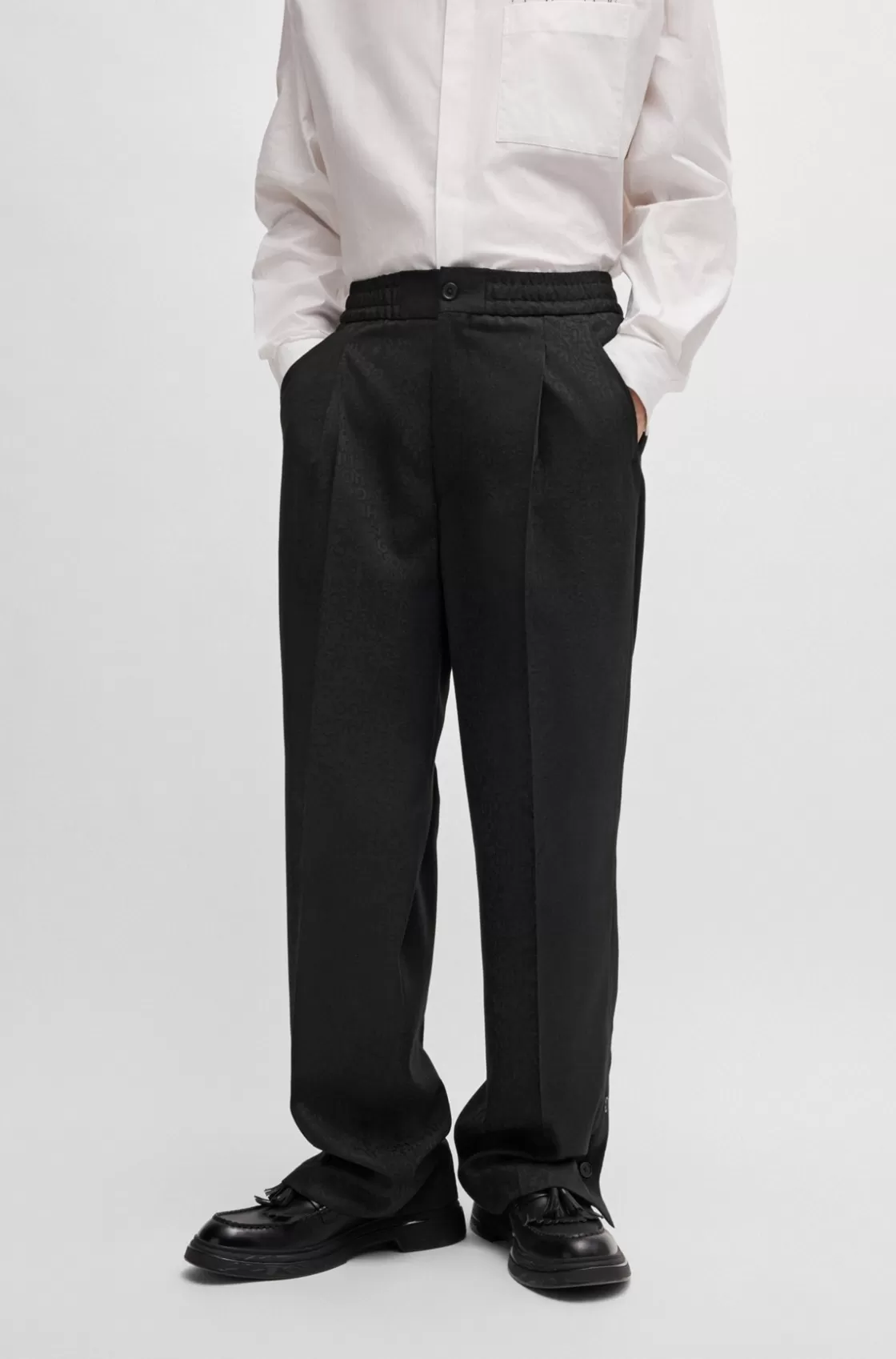 HUGO BOSS HUGO X Les Benjamins Modern-fit Trousers In Jacquard Patterned Discount