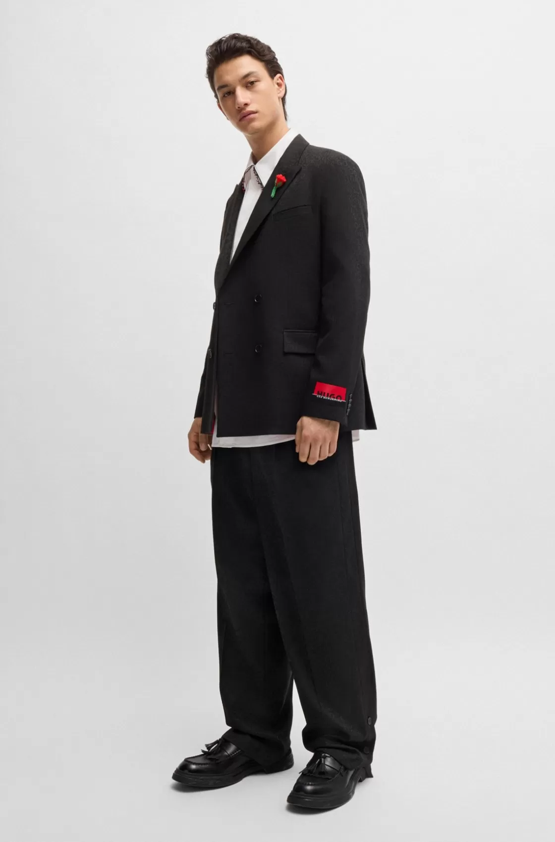 HUGO BOSS HUGO X Les Benjamins Modern-fit Trousers In Jacquard Patterned Discount