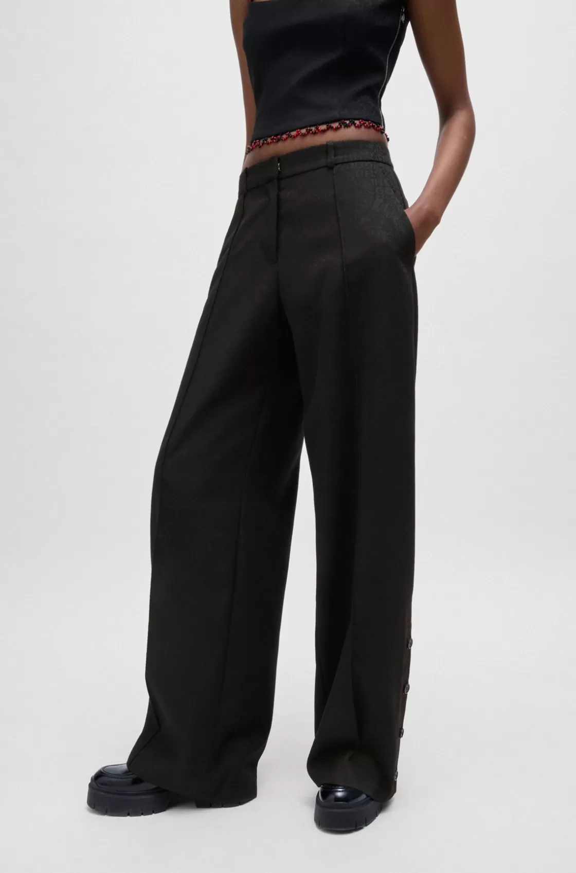 HUGO BOSS HUGO X Les Benjamins Relaxed-fit Trousers In Jacquard Fabric Patterned Best